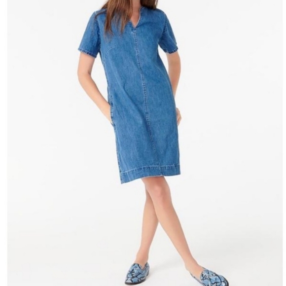 J. Crew Denim V-Neck shift Dress - Picture 7 of 7